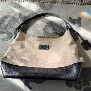 Cream and black pebbled leather Kate Spade bag
